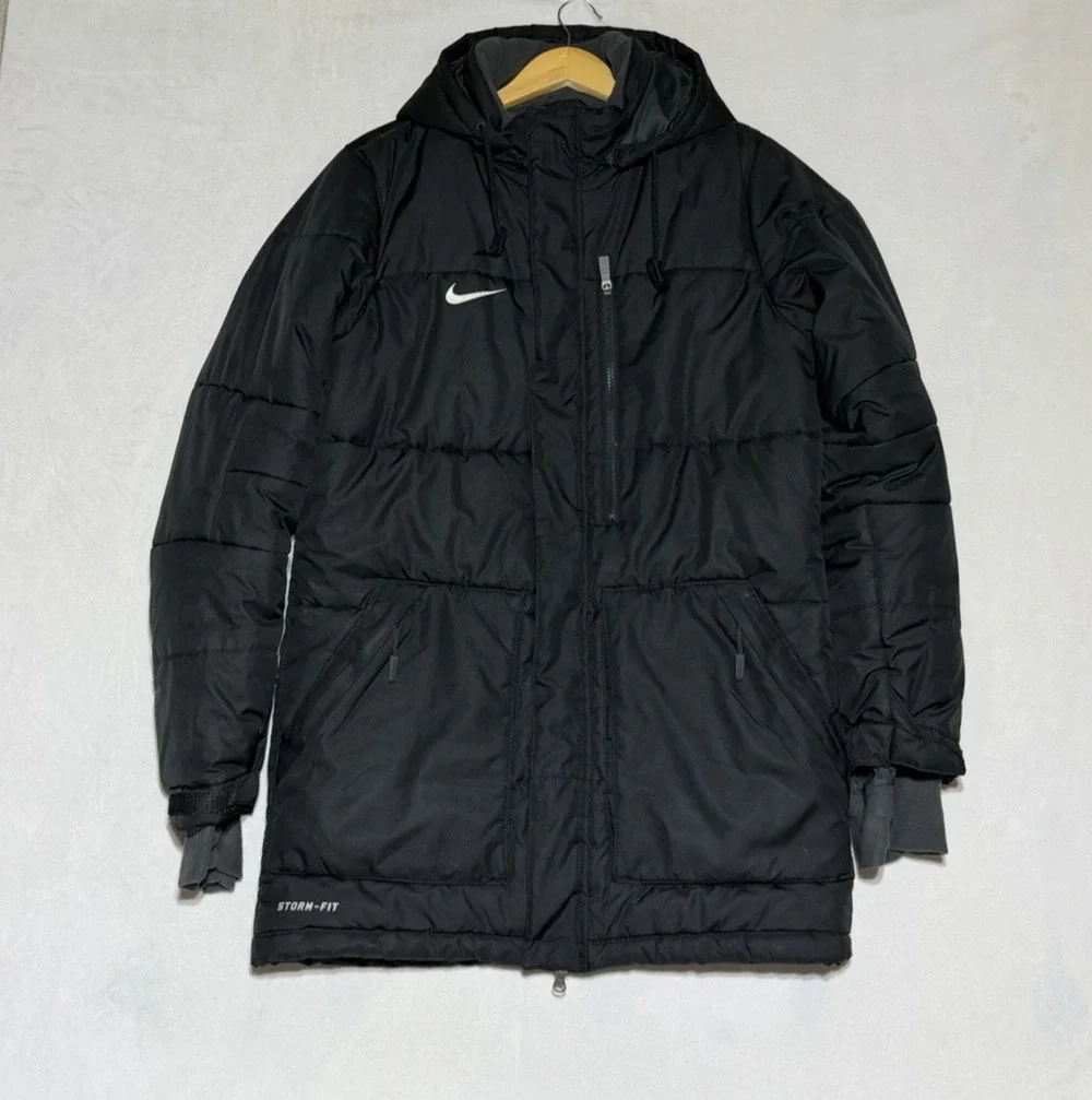 Nike Alliance II Training Parka Mens Small Black Storm Fit Puffer Coat Hooded